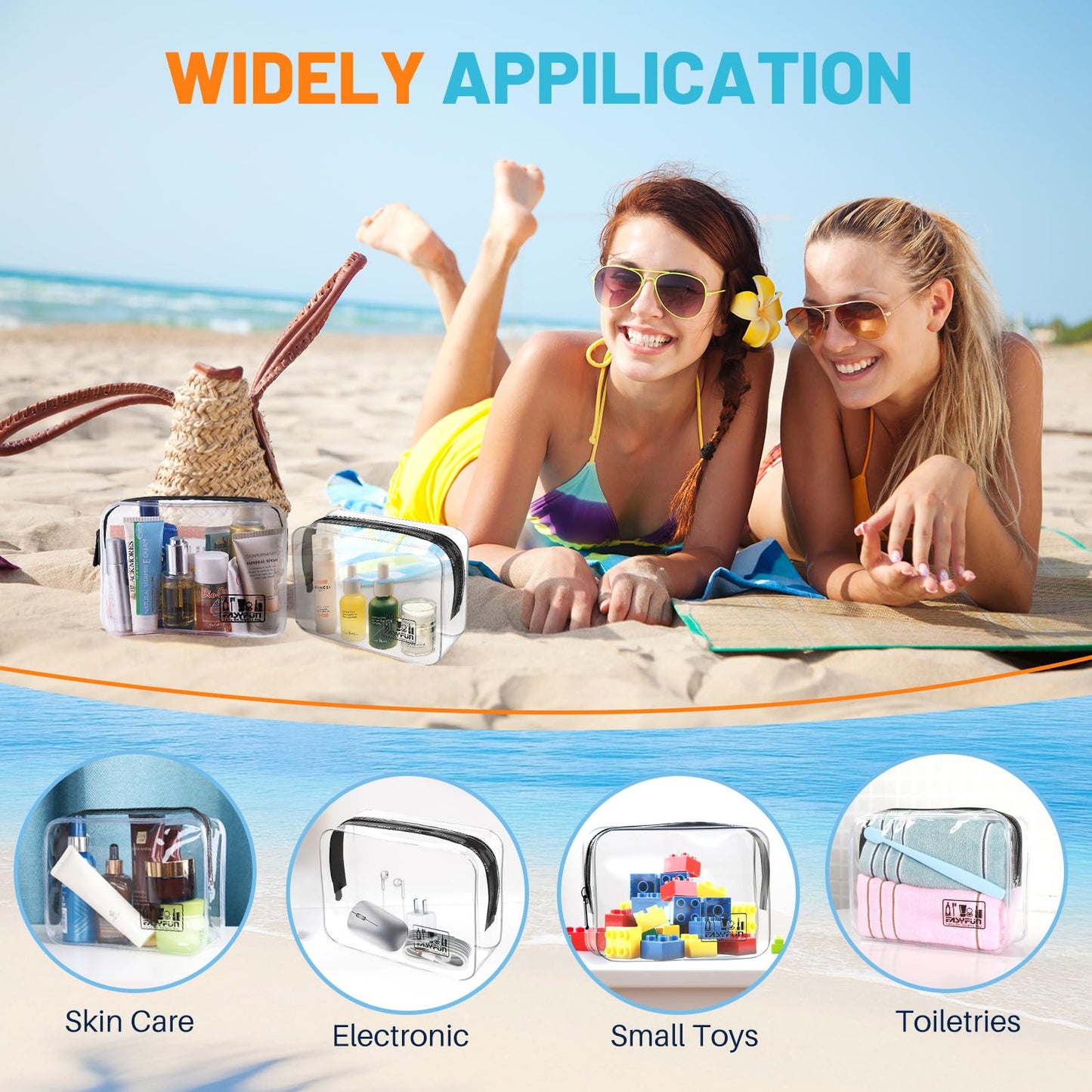 EASYFUN Toiletry Bag 2pcs TSA Approved Travel Clear Toiletry Bag for Men and Women Travel Accessories Quart Size Toiletries Cosmetic Pouch Makeup Bags