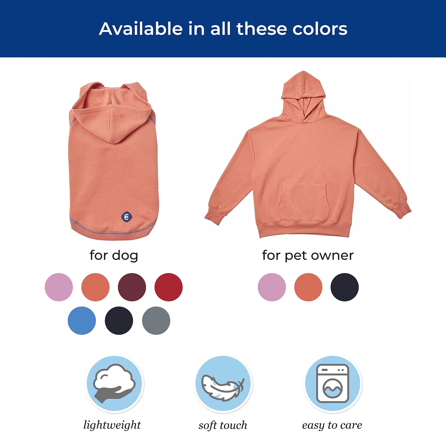 Blueberry Pet Essentials Dog Hoodie – 22 inch, Cotton‑Blend Sweatshirt with Hood, Coral, Machine‑Washable Small‑Dog Jersey