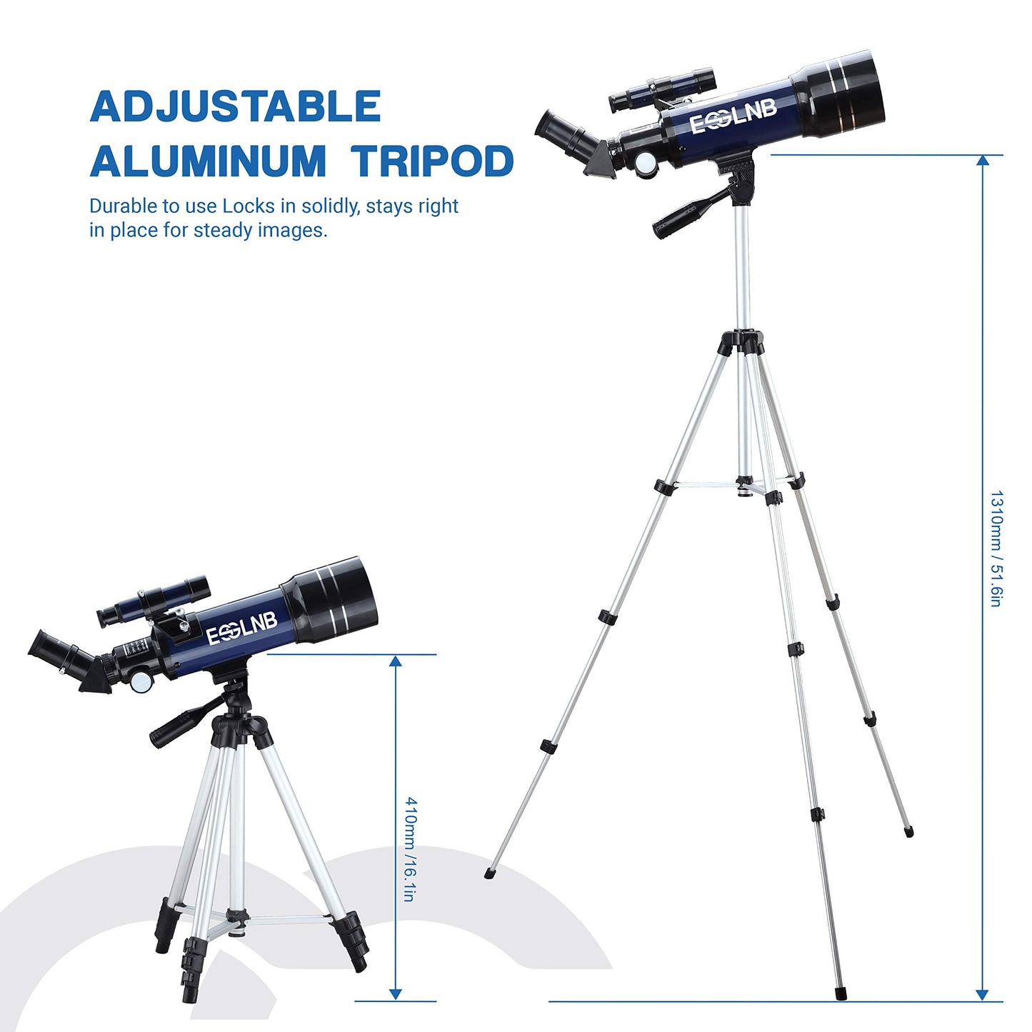 ESSLNB Telescope for Adults, 70mm Aperture Refractor Telescopes (15X-180X) for Astronomy Beginners, Portable Travel Telescope with Phone Adapter & Adjustable Tripod