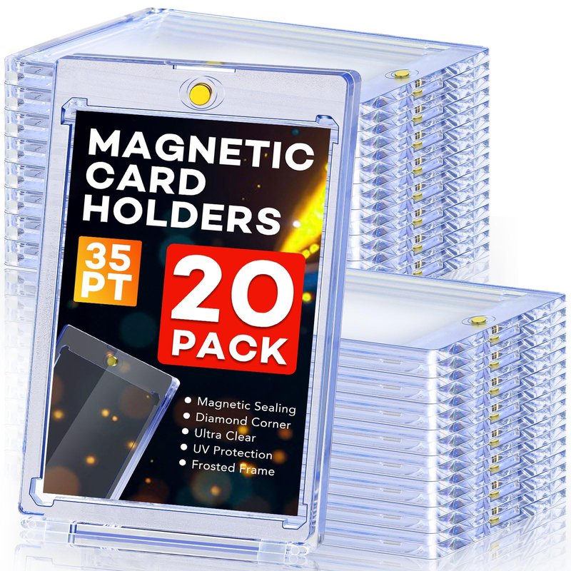ZENOWICK 16ct Magnetic Card Holders, 35pt One Touch Card Holder, U-V Protection Hard Plastic Case for Trading Cards, Display Case for Sports, Baseball, Football, Game Cards