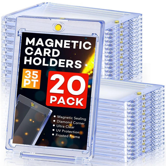 ZENOWICK 16ct Magnetic Card Holders, 35pt One Touch Card Holder, U-V Protection Hard Plastic Case for Trading Cards, Display Case for Sports, Baseball, Football, Game Cards