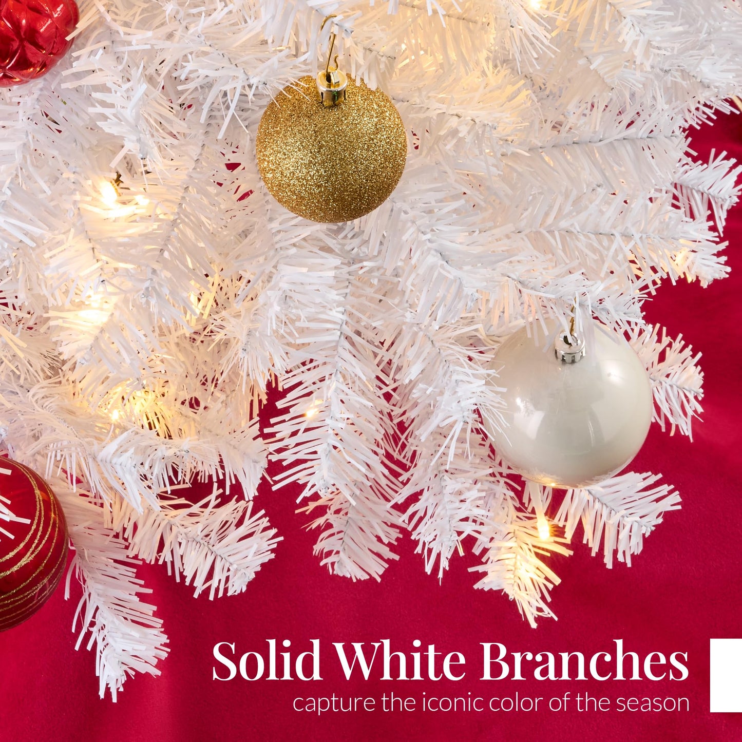 Best Choice Products White Christmas Tree 4.5ft Pre-Lit Artificial Pine Tree Premium Holiday Decoration w/Warm White Lights, Stand, Easy Assembly