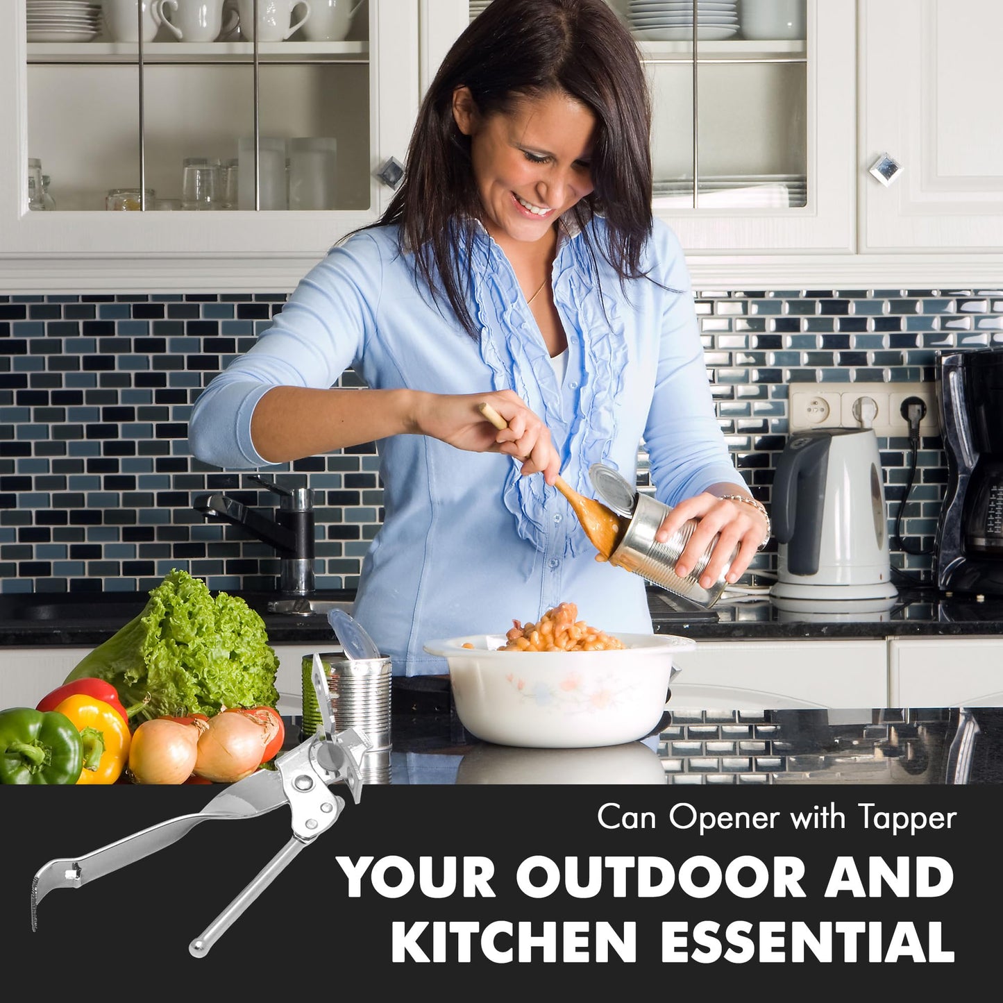 Chef Craft Select Can Opener with Tapper, 6.5 inches in length, Nickle Plated