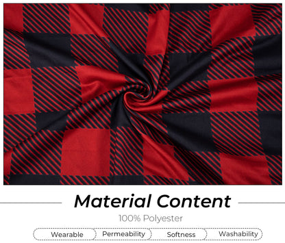 Whaline Buffalo Check Chair Covers Red Black Plaid Dining Chair Slipcovers Protector Removable Stretch Elastic Seat Covers for Party Kitchen Home Hotel Office Restaurant Decoration, 4Pcs