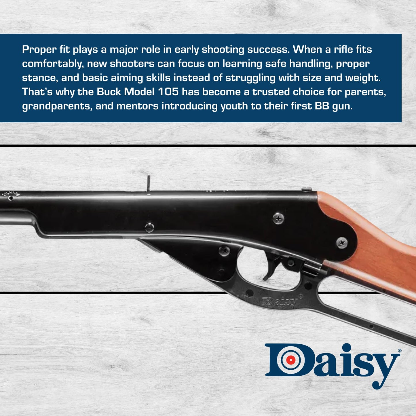 Daisy Youth Model 105 Buck Lever-Action BB Air Rifle - .177 Caliber - 350 FPS - Brown and Black