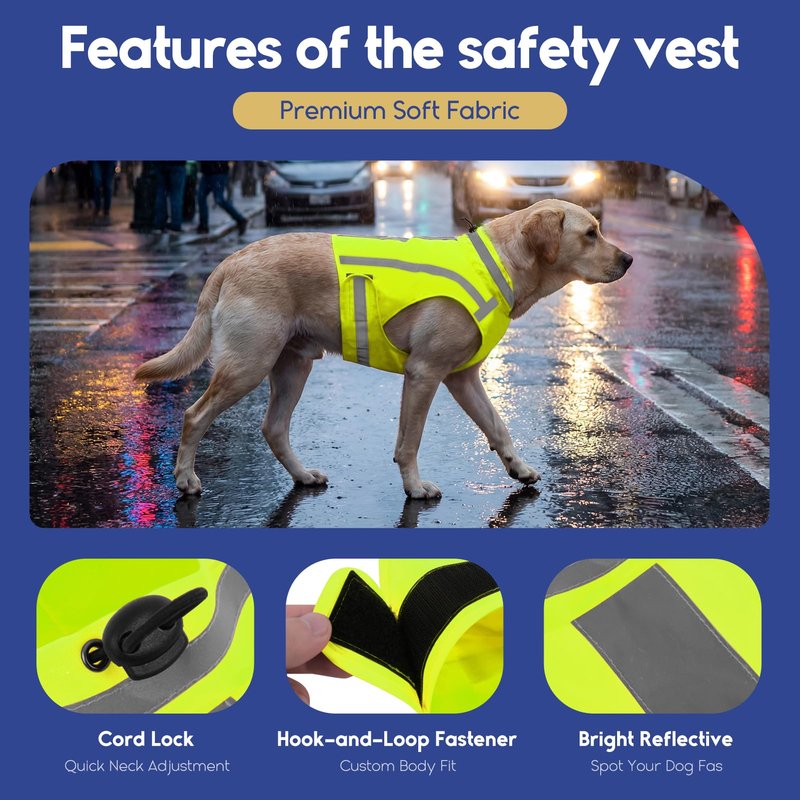 ASENKU Reflective Dog Vest, High Visibility Adjustable Hunting Vest for Pets, Dog Safety Vest for Night Walking and Outdoor Use, Green, S