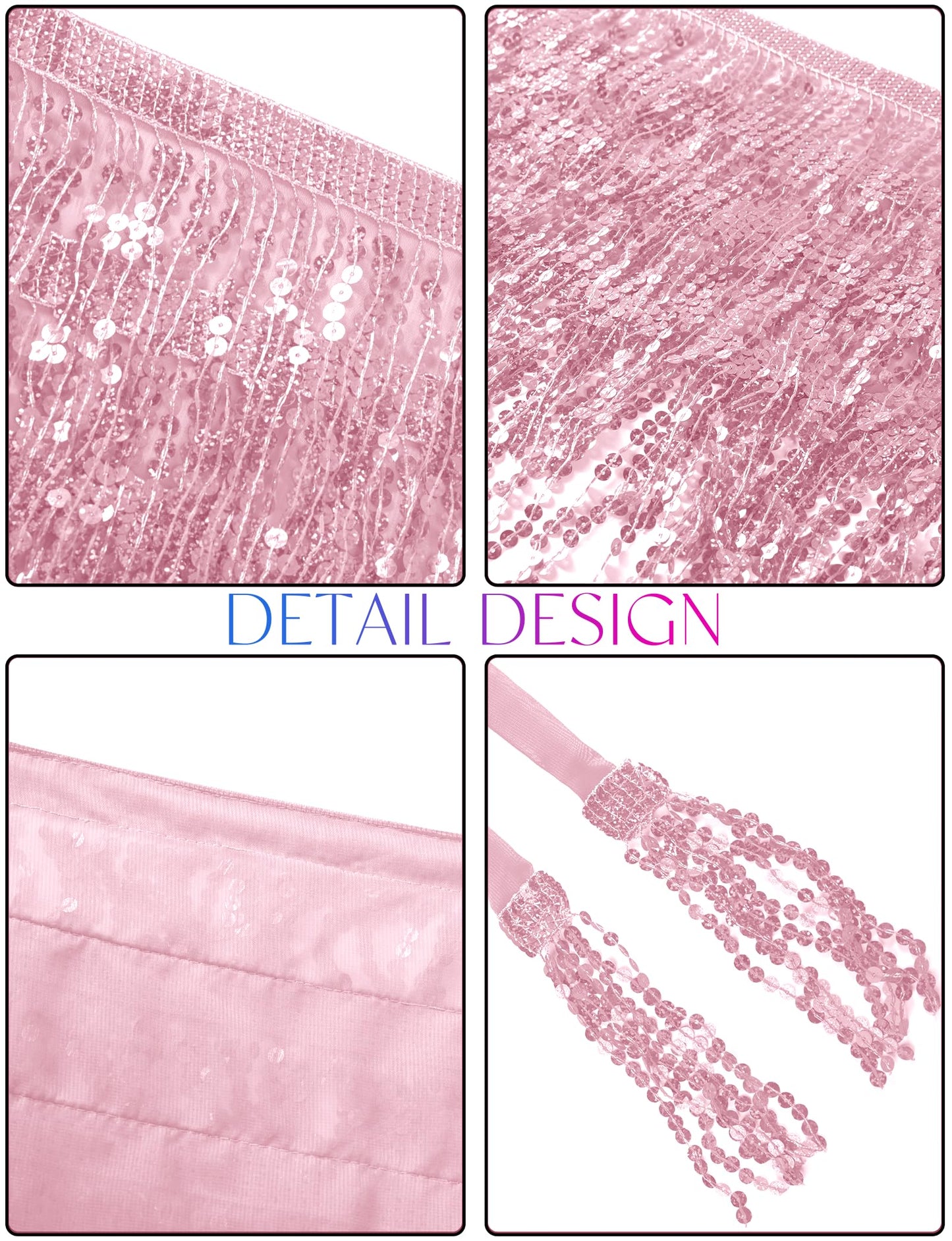 Sequin Tassel Skirt Belly Dance Hip Scarf Wrap Sparkly Tinsel Fringe Skirt Rave Festival Outfit Halloween Costume for Women Glitter Hannah Montana Preppy Cowgirl Disco Sequence Shimmer Cloth Pink 90