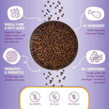 Health Extension Little Bites Dry Dog Food for Small Breeds, Chicken & Brown Rice Recipe, with Probiotics & Superfoods for Digestion & Coat Health, 10 lb Bag (Pack of 1)