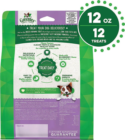 Greenies Bursting Blueberry Dog Dental Treat Regular Size 12 Count - Pack of 3