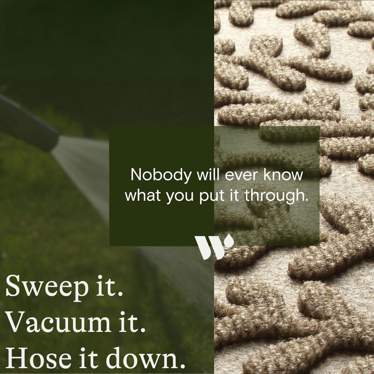 WaterHog Boxwood Front Door Mat Indoor Outdoor Entrance, Absorbent All-Weather Doormat with Non-Slip Rubber Backing, Dirt & Moisture Trapper, Low Profile & Easy Clean, Made in USA, 22"x59" Camel