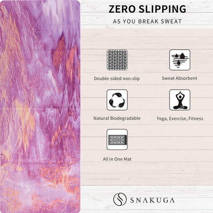 Travel Yoga Mat, Non Slip Exercise Suede Mat with Carry Bag, All-Purpose Fitness Mat with High Density Anti-Tear Surface for Women, Ideal for Pilates Workout (72'' x 24'' x 1.5mm Thick)
