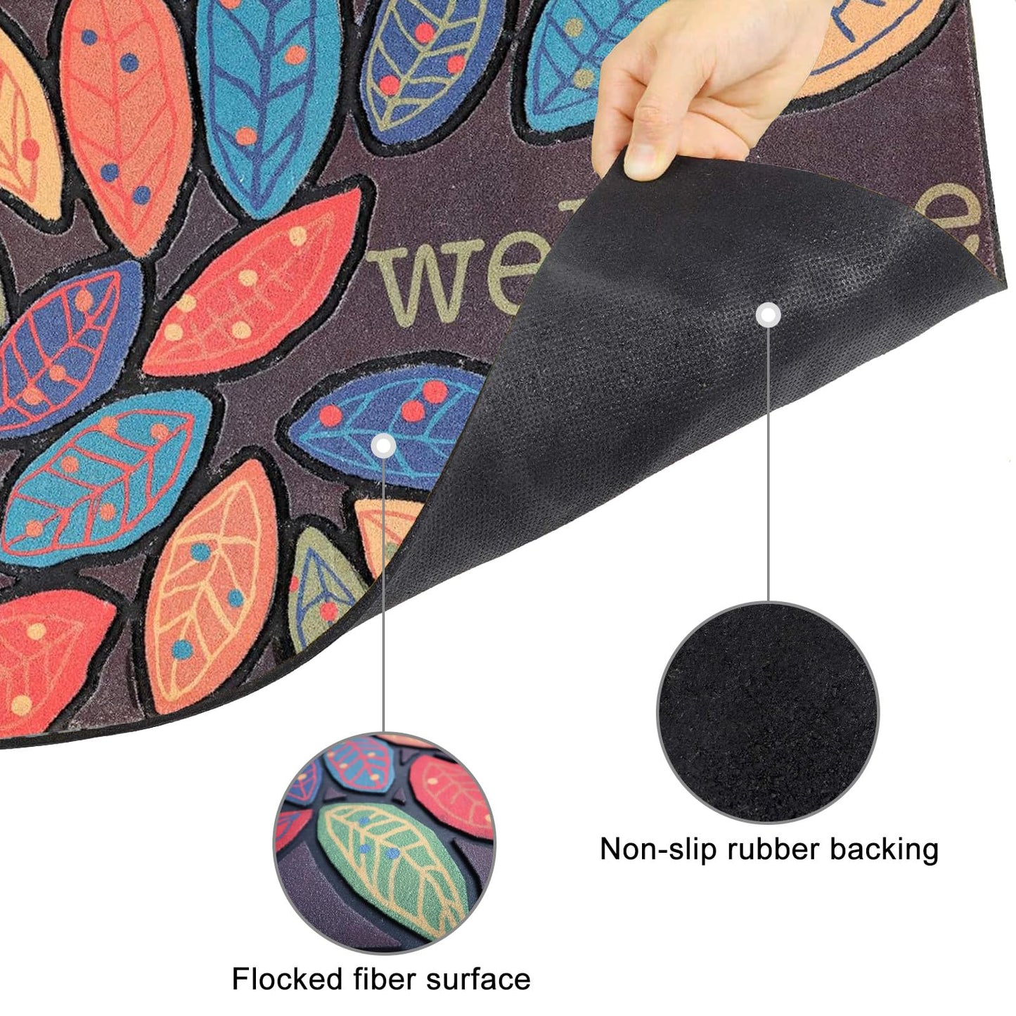 CHICHIC Door Mat, Welcome Mat 17x 30 Inch Front Door Mat Outdoors for Home Entrance Outdoors Mat for Outside Entry Way Doormat Entry Rugs, Heavy Duty Non Slip Rubber Back Low Profile, Leaves