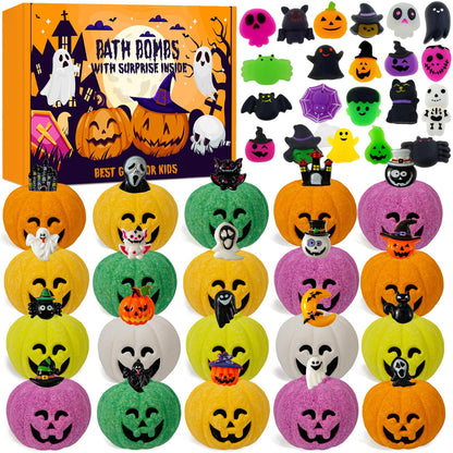 Spooky Bath Bombs for Kids with Surprise Inside, Bubble Bath Bomb with Halloween, Fruity Scents, Relaxing Aromas, Ideal Birthday Gift for Girls