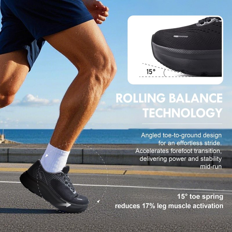 JACKSHIBO Wide Toe Box Shoes for Men Arch Support Shoes Wide Width Sneakers for Running Walking Athletic Tennis Orthopedic Plantar Fasciitis Workout with Thick Cushioned Zero Drop Sole Black