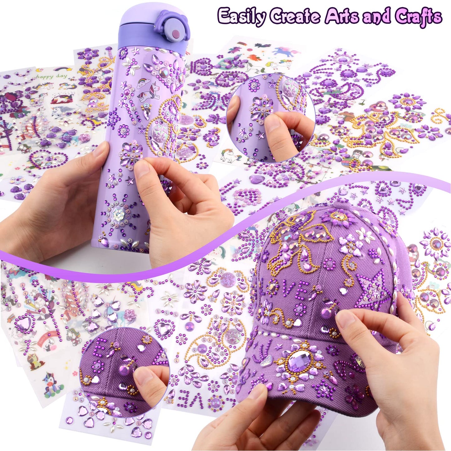 Gifts for Girls Age 4-12, Birthday Gifts Presents for Girls 5 6 7 8 9 10 11 Year Old, Back to School DIY Water Bottle and Baseball Cap Toys for Girl Craft Kit, Decorate Your Own Water Bottle Kids