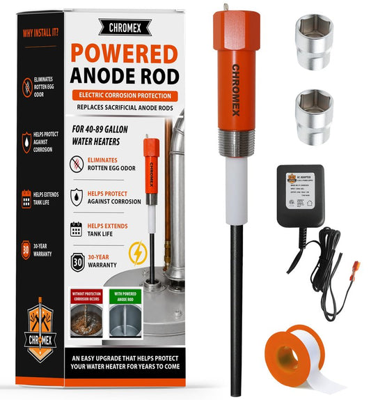 Powered Titanium Anode Rod for 40-89 Gallon Water Heaters with 30 Year Warranty, Removes Sulfur/Egg Smell, Corrosion and Scale, Electric Anode Rod For All Major Brands (Not Bradford White)