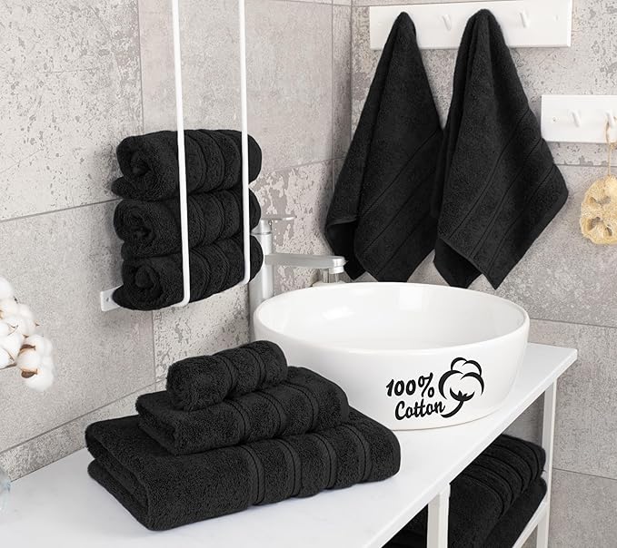 American Soft Linen Luxury 6 Piece Towel Set, 2 Bath Towels 2 Hand Towel 2