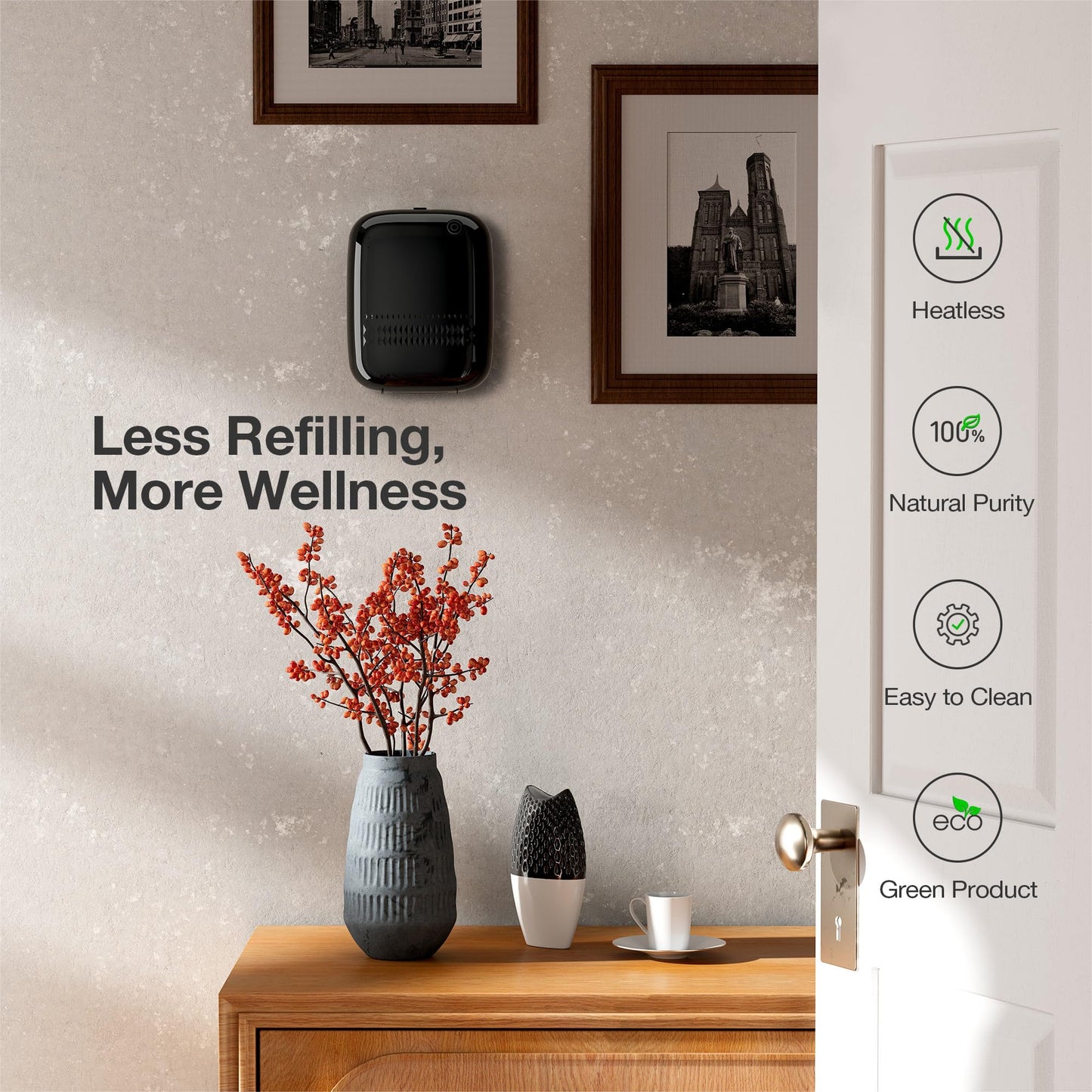 Airversa Smart Scent Air Machine with 400mL Capacity Up to 2000 sq.ft. Waterless Essential Oil Diffuser for Home and Commercial Use, Aromatherapy Scent Diffuser for Large Rooms, ANW-Black