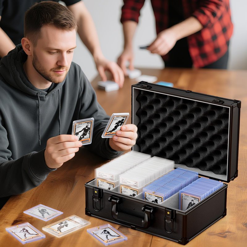 Vitula Card Case Fits for 600 Toploaders or 120 PSA Slabs or 120 Magnetic Card Holders, Trading Cards Storage Box Fits for TCG, Sports Cards, PSA Graded Slabs, Lockable Sports Cards Case (L, Black)