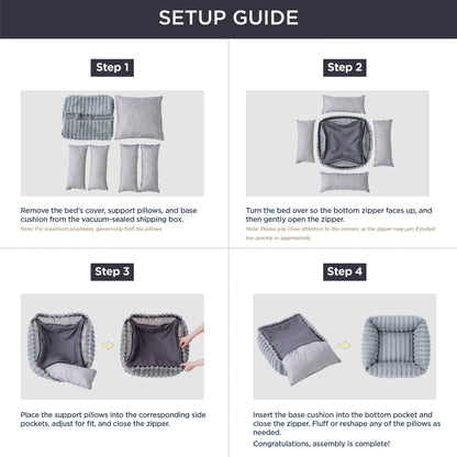 Bedsure Cute Dog Bed for Small Medium Dogs - Washable Furry Puppy Beds, Rectangle Orthopedic Corduroy Fleece Pet Beds with Removable Zipper Cover, 25x21x7inches, Cream