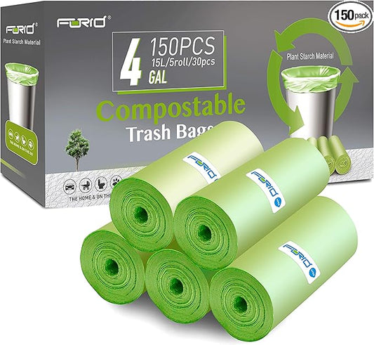 FORID 4 Gallon Garbage Bags, Strong Trash Can Liners, 15 Liter Wastebasket Bags