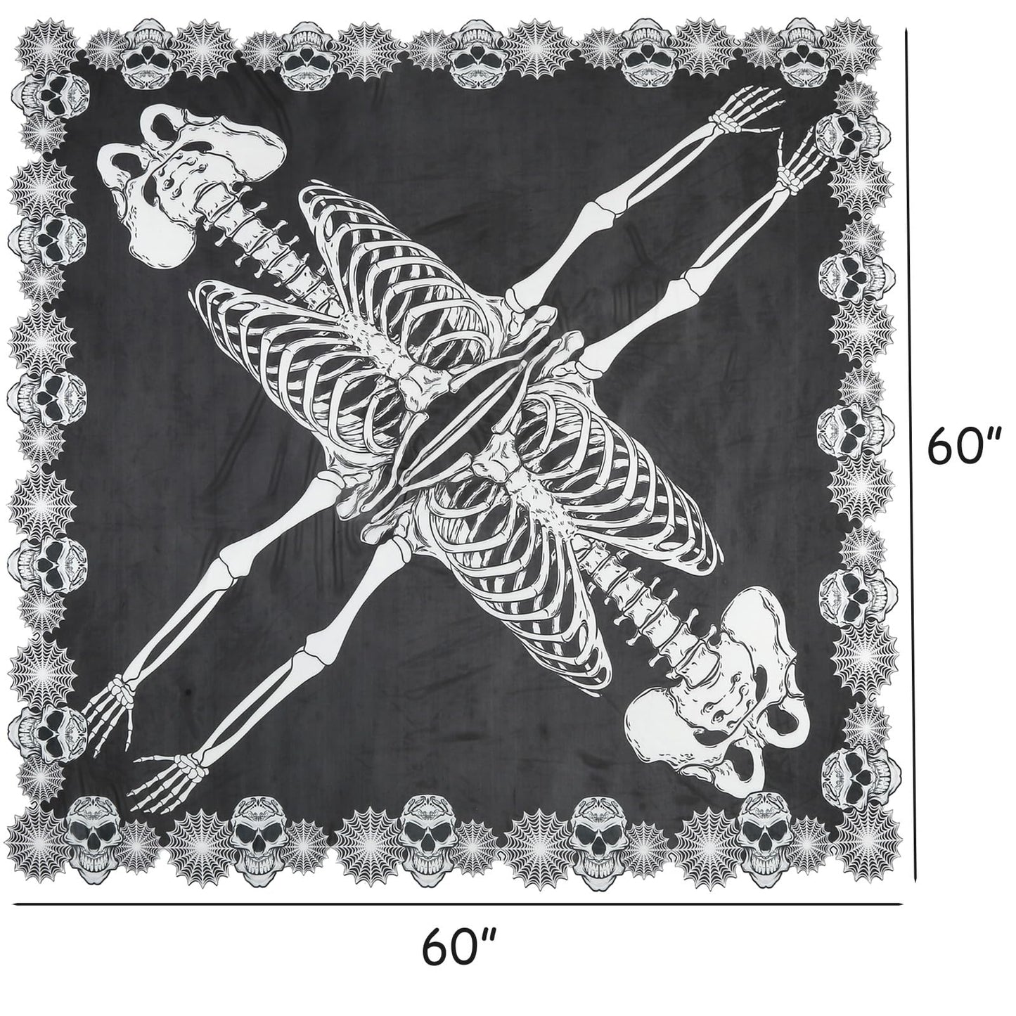 GRAJTCIN Halloween Skeleton Costume for Women Lace Poncho Day of The Dead Costume Plus Size Skull Spider Cape- 3D Skeleton(Black)