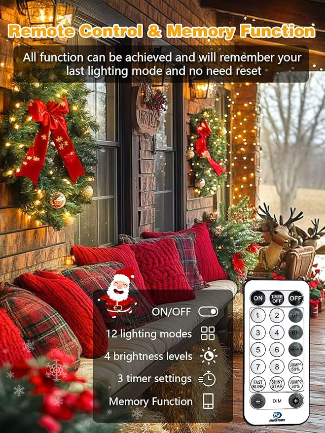Voice Controlled Christmas Lights with Remote, 132 FT 400 LED String Lights Indoor Outdoor with 12 Modes 3 Timers, Dimmable Twinkle Light Plug in Waterproof for Xmas Tree Party Decor, Warm White