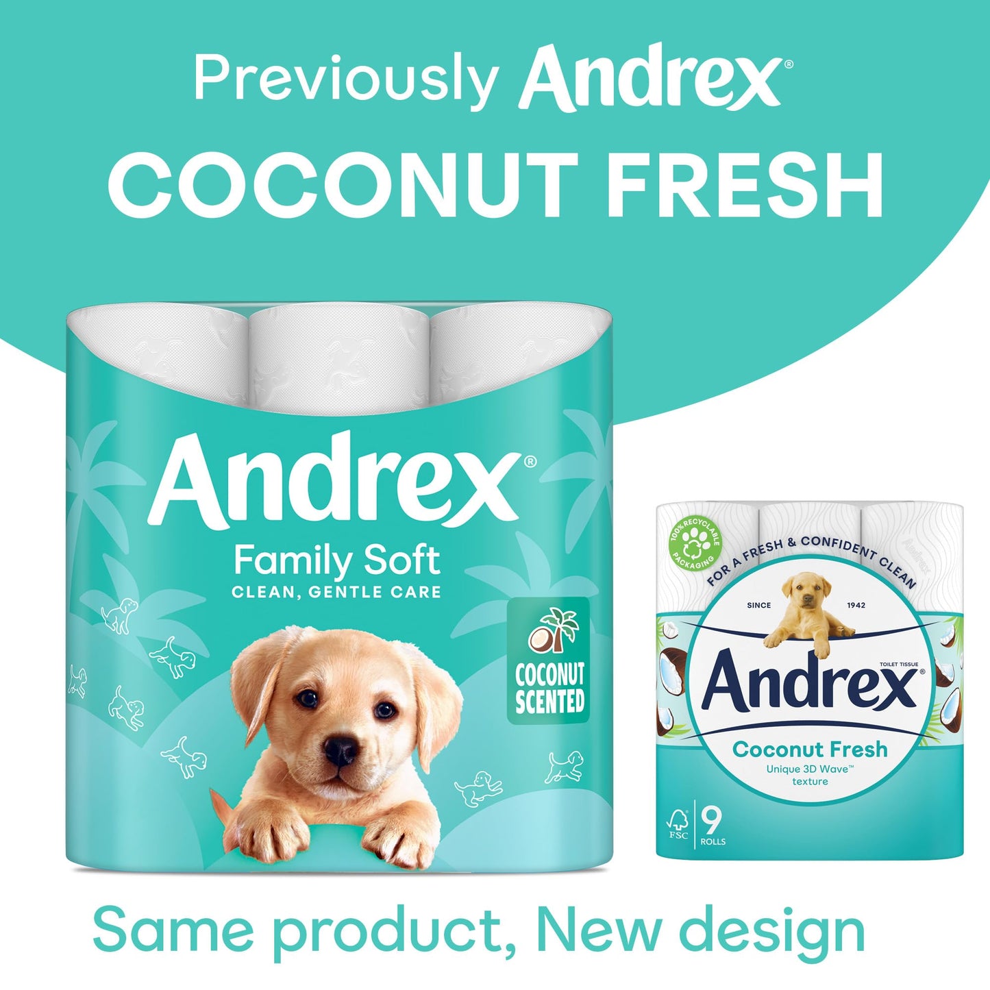 Andrex Coconut Fresh Fragrance Toilet Rolls - 45 Toilet Roll - Bulk Buy Toilet Rolls - Coconut Scented Toilet Rolls for a Fresh and Confident Clean