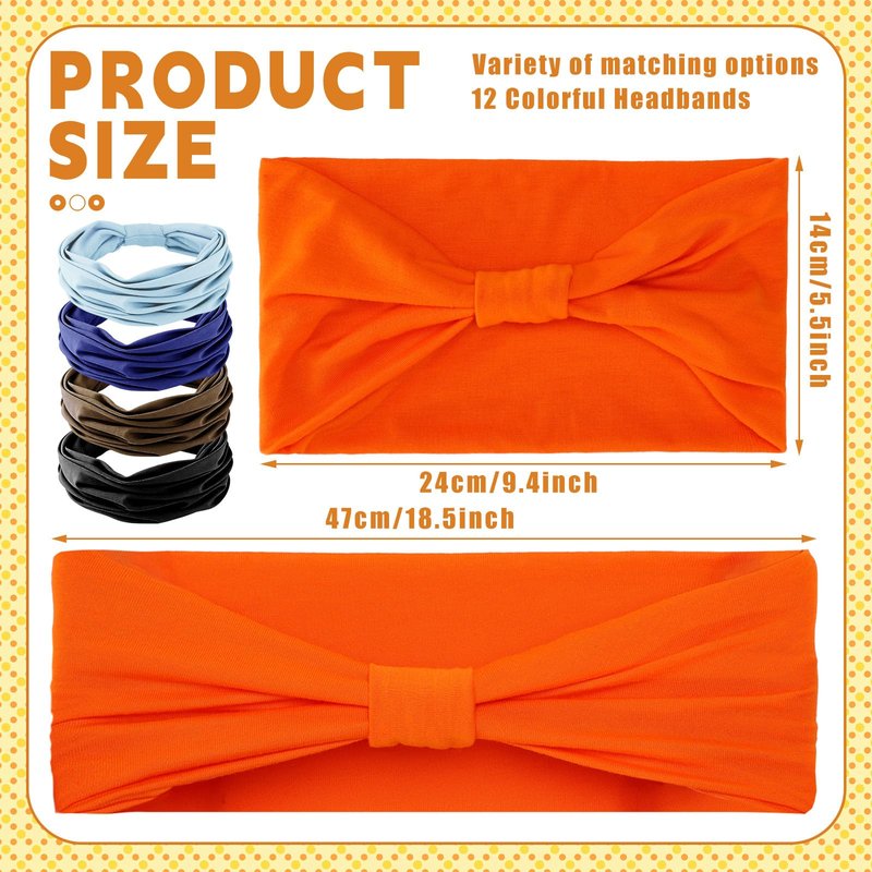 Chicingyou 12 Pcs Headbands for Women Wide Sweat Absorb Headbands Thick Sports Stretchy Sweat Bands Non-Slip Hairbands for Running Yoga Boho Twisted Hair Accessories(Classic Style)