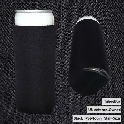TahoeBay Slim Can Cooler Sleeves (12-Pack) Skinny Tall Cans 12 Oz Bulk Thin Seltzer Fit Sublimation Blanks for Vinyl Plain Blank Foam Beer Bottles Black White Assorted Solid Set (Black)