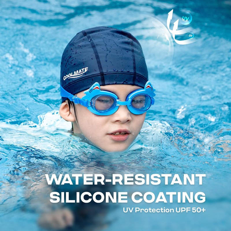COOLMATE Fabric Swim Cap for Kid 3 4 6 8 14 16, Silicone Water Resistant Layer, Cloth Swim Cap Gifts for Swimmers, Lightweight for Pool, Lap Swimming (1 pc) (Legend Ink, S)