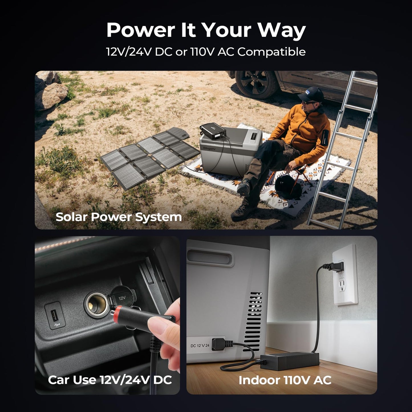 BougeRV 12 Volt Refrigerator 12V Car Fridge 30 Quart Portable Freezer Compressor Cooler -8℉~50℉ Compressor Freezer, 12/24V DC 110~240 Volt AC, for Truck RV SUV