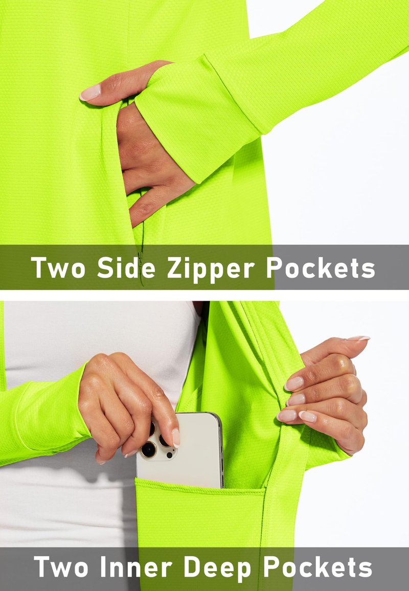 MAGCOMSEN Women's Lightweight Workout Jackets UV Protection Jacket Long Sleeve Shirts Running Fishing Hiking Shirts Fluorescent Yellow S