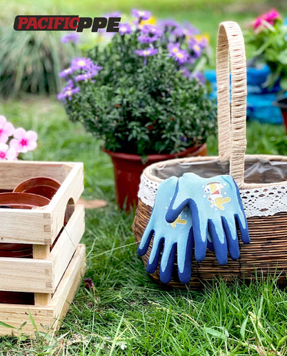 PACIFIC 3 Pairs Kids Gardening Gloves for Age 3-6, Natural Latex Coated Yard Gloves, Non-Slip Children Safety Work Gloves, for Outdoor, Painting, DIY, Boys & Girls, Multiple Colour, XXXS
