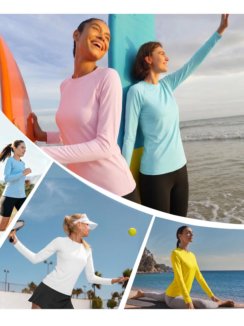 KINSWT Rash Guard for Women UPF 50+ Swim Shirt Long Sleeve Sun Protection UV Shirts Breathable Quick Dry Workout Tops,Black S