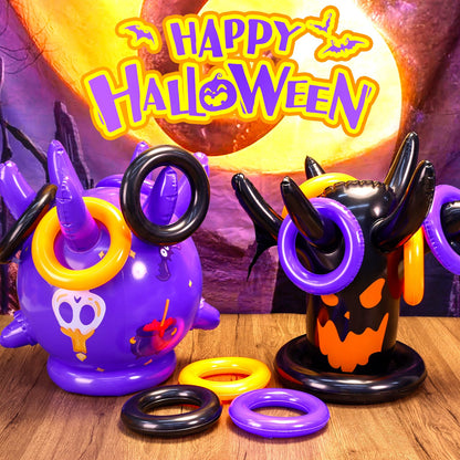 Halloween Ring Toss Game Inflatable Spooky Tree Witch Toss Game for Kids Halloween Party Favors Supplies Indoors Outdoors Great Holiday Party toss Game Indoor and Outdoor Game