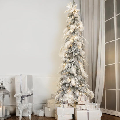KI Store White Christmas Tree Picks Sprays Set of 20 Glittered Twigs Decor for Christmas Tree Decoration Wreath Garland Floral Arrangement