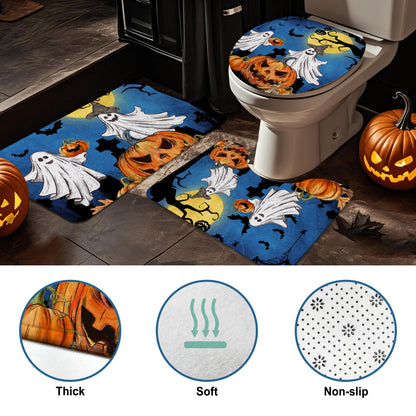 pinata Halloween Shower Curtain Set, Halloween Bathroom Set 4, Bathroom Decor Sets with Shower Curtain and Rugs Accessories, Ghost Curtains for Bath Decor