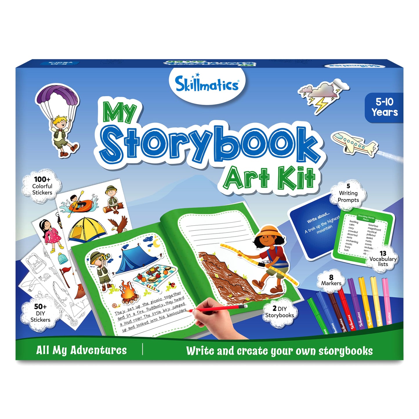 Skillmatics Storybook Art Kit - Create Adventure Stories, DIY Craft & Writing Kit with 300+ Stickers, Scrapbooking & Journal Activity, Christmas Gifts for Kids Ages 5, 6, 7, 8, 9, 10