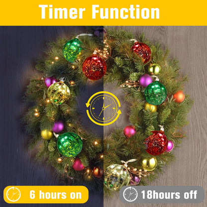 iShabao Battery Operated Christmas Light 13.5ft 20 LED with Timer & 8 Modes Waterproof Christmas Ball Ornaments String Lights for Xmas Tree Wreath Bush Party Home Garden Indoor Decor