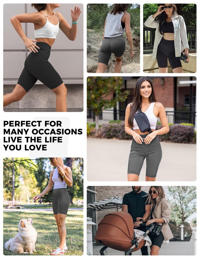 Buauty Biker Shorts Women - 5"/8" High Waisted Tummy Control Workout Gym Spandex Yoga Athletic Bike Shorts with Pocket
