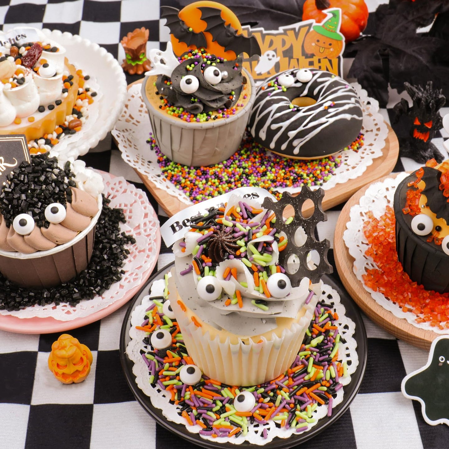 Halloween Sprinkles Edible, 5oZ Fall Eyeball Sprinkles for Cake Decorating with White Black Orange Confetti Nonpareils Jimmies and Sugar, Cupcakes Cookie Ice Cream Baking Toppings