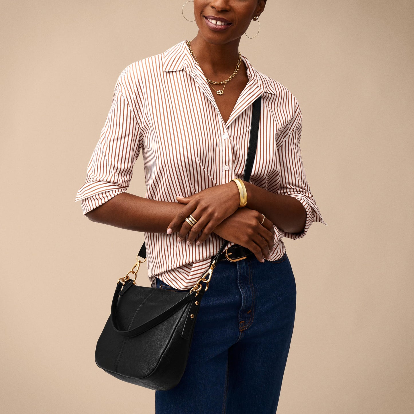 Fossil Women's Jolie Leather Crossbody Purse Handbag, Black (Model: ZB7716001)