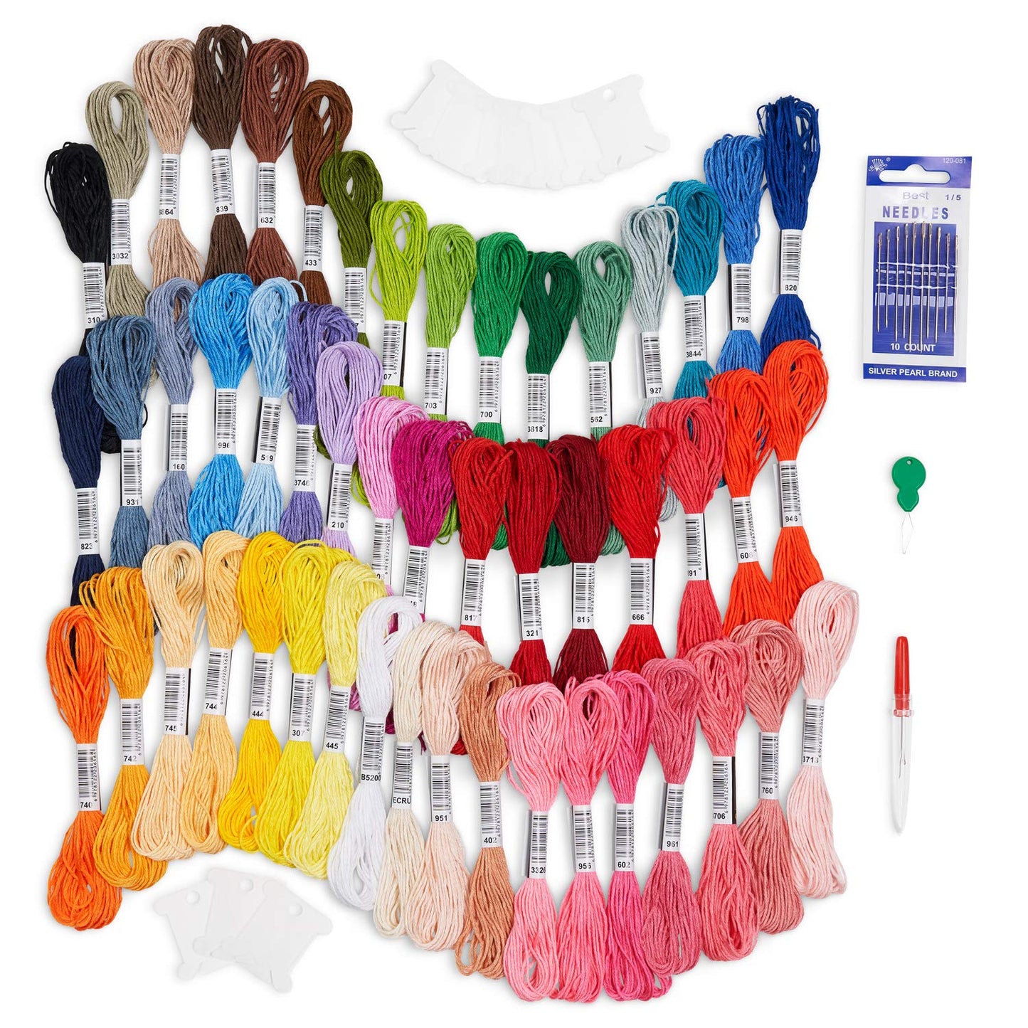 Avenfair Embroidery Threads 50 Skeins per Pack, Multi Color Embroidery Floss, Cross Stitch Threads, Friendship Bracelet Thread, with Free Needles, Floss Bobbins (50 Colors)