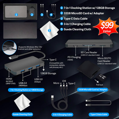 HP Stream 14" HD BrightView Laptop, Intel Celeron N150, 16GB RAM, 288GB Storage (128GB eMMC + 160GB Docking Station Set), Intel UHD Graphics, 720p Webcam, Wi-Fi, 1 Year Office 365, Win 11 S, Silver