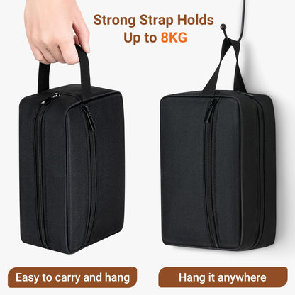 Elviros Travel Toiletry Bag for Women and Men, Lightweight Makeup Bag Hanging Dopp Kit with Shaving Compartment Cosmetic Organizer Small Tool Bag Travel Essentials, Black