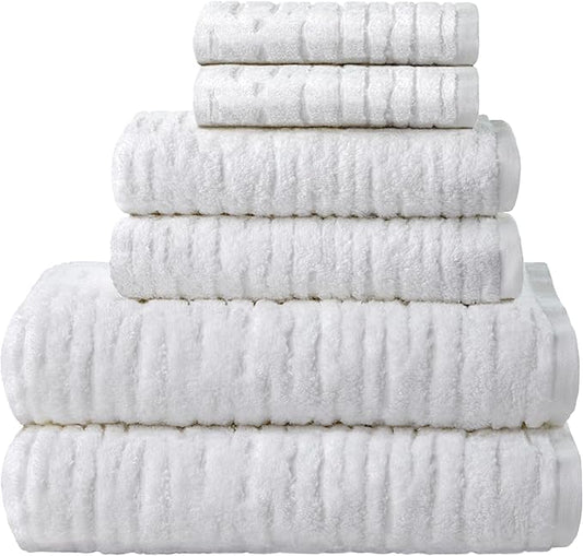 SKL Home CloudSoft 100% Cotton Luxury 6-Piece Towel Set, 600 GSM, Ultra Plush &