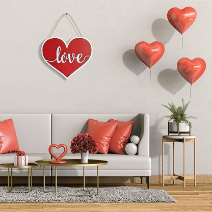 AKEROCK Valentines Day Door Decorations, 3D Heart Shaped Wooden Hanging Sign for Valentines Decorations or Wall Decor