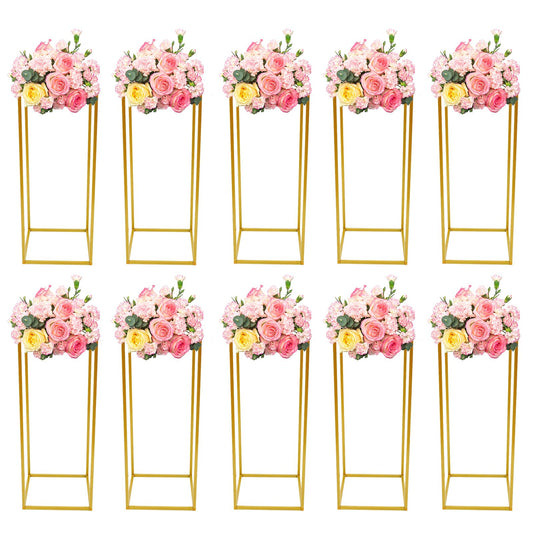 10 PCS 23.6inch Gold Column Wedding Flower Stand, Flower Floor Vase Display Rack, Wedding Centerpiece Flower Vase for Table, Tall Flower Holder for Home Party Wedding Decorations