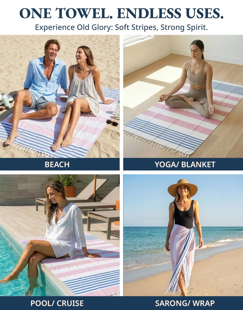 LANE LINEN Oversized Beach Towels 4 Pack - Extra Large, Absorbent & Quick Dry, No Sand, Pool Towels for Adults, 39"x71" - Multi